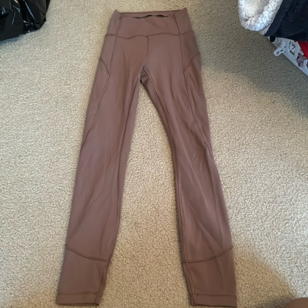 Lululemon size 0 dusty pink/antique bark leggings 25”